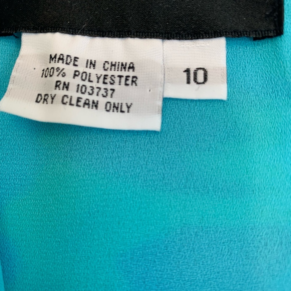 Dress Floral Print Green and Blue Short Sleeve by Donna Morgan NWOT Sz 10 - Picture 6 of 6